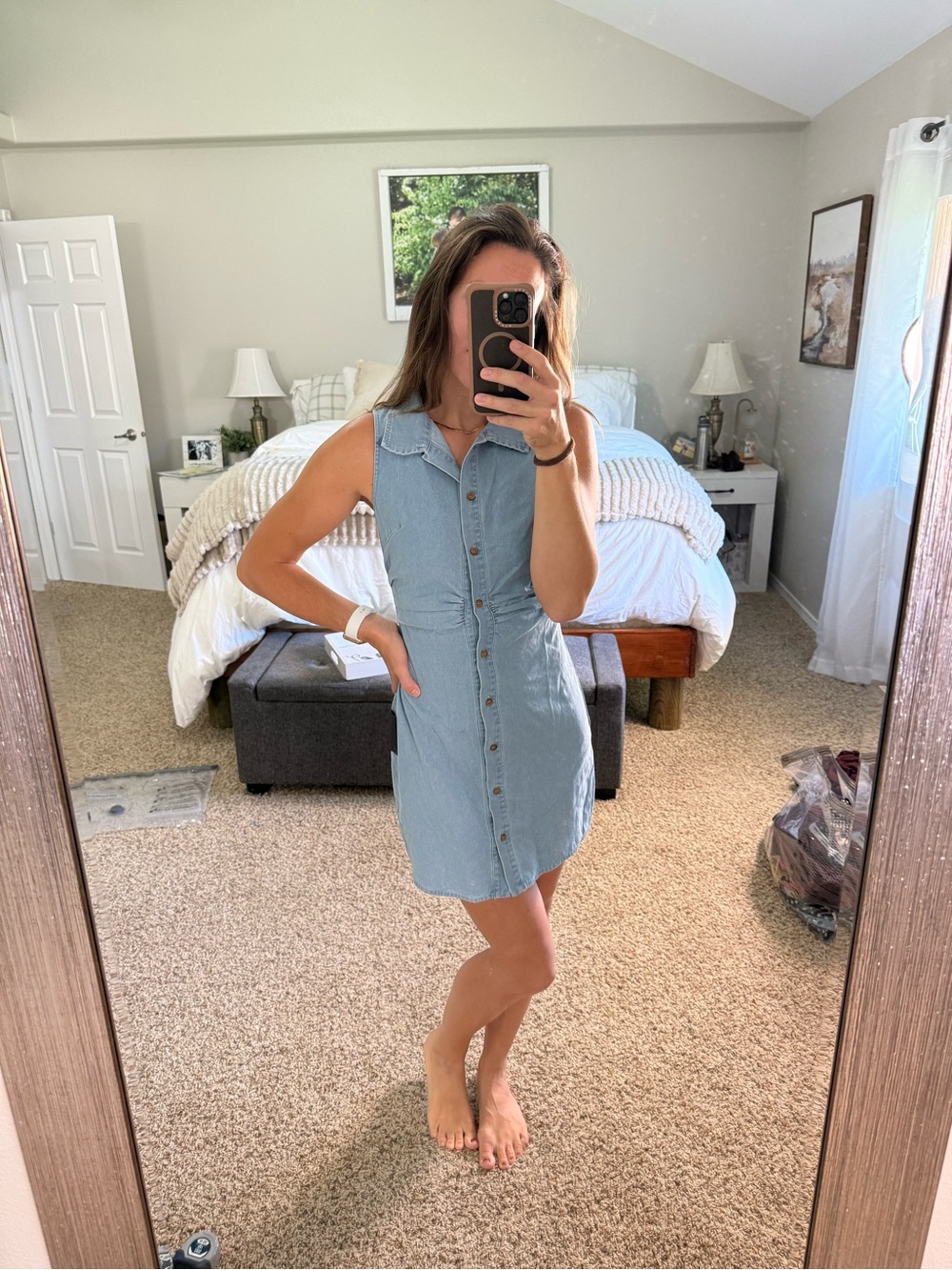 Lulus light blue denim mini dress Enchanting Cutie Chambray size small - Picture 8 of 10